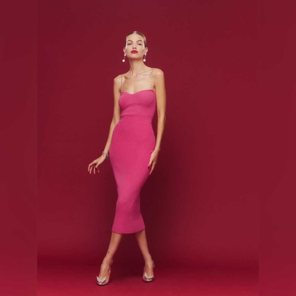 Reformation Kimmy Novelty Cashmere Sweater Dress Size S barbie